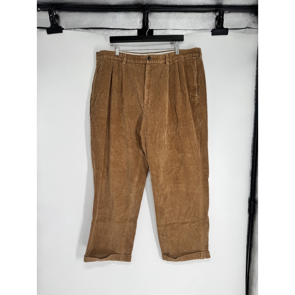 Brooks Brother 346 Corduroy Cuffed Pants Mens 42x30 Camel Straight Leg Tan Brown